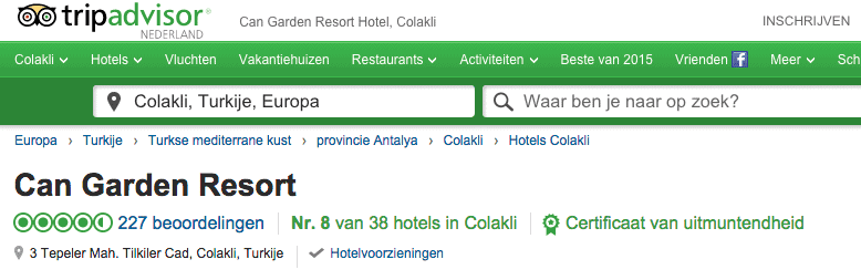Can Garden Resort - Tripadvisor klantbeoordeling