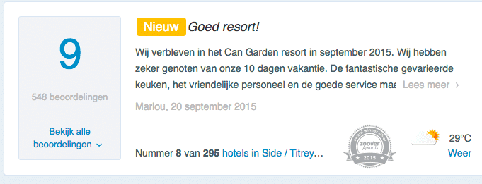 Can Garden Resort - Zoover klantbeoordeling