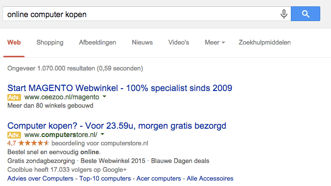 Coolblue-Adwords-campagne