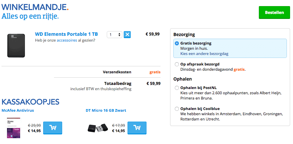 Coolblue product bestellen verschillende manieren