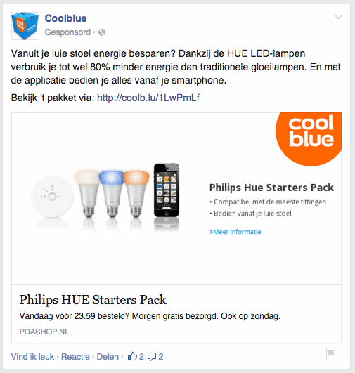 Coolblue remarketing advertentie facebook