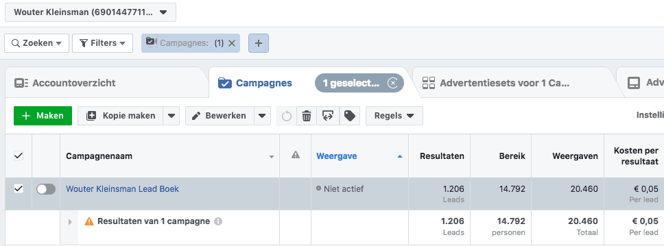 Facebook advertentie lage lead kost