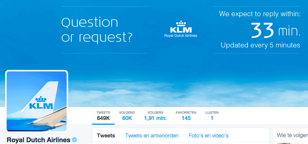 KLM - Twitter reactie policy