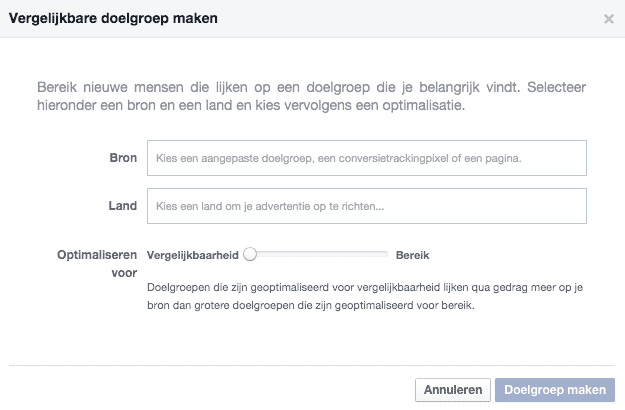 Facebook power editor - adverteren en vergelijkbare doelgroep