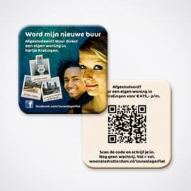 Social biervultje met QR code en Facebook link