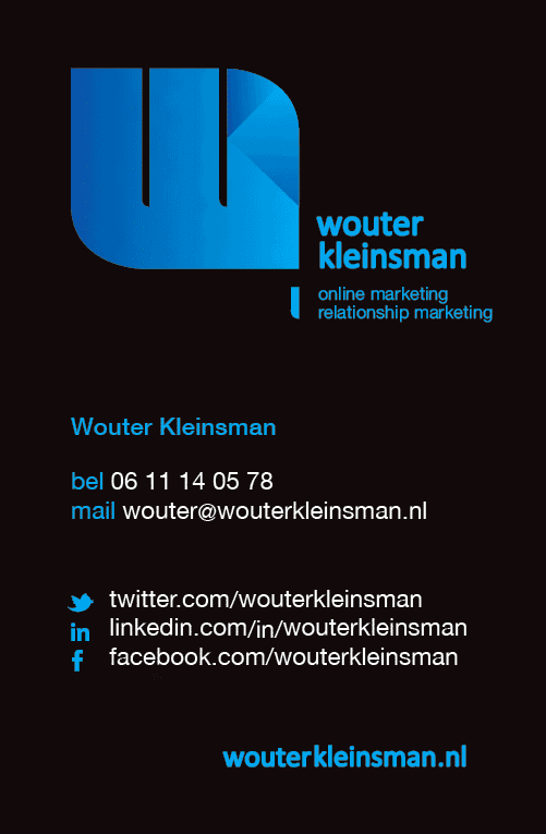 Visitekaartje Wouter Kleinsman Bureau voor online marketing en relationship marketing